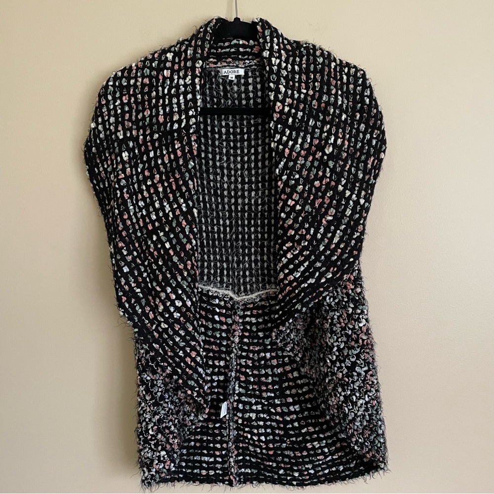 Adore Women's Sleeveless Open Front Cardigan Vest Boucle Multicolored Size M